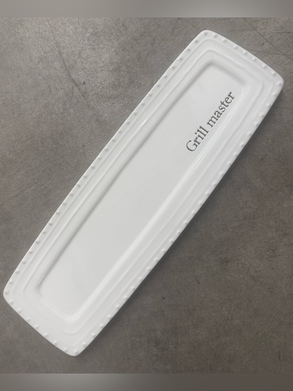 Mudpie “Grill Master” White Ceramic Platter